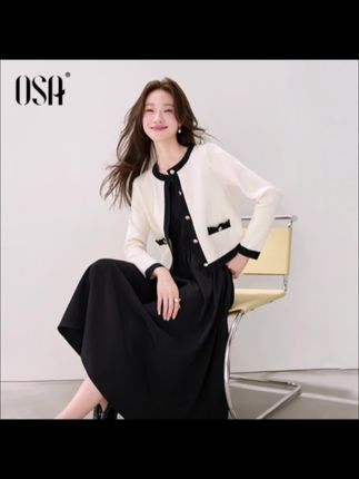 OSA/欧莎【华尔兹套装】小香风开衫连衣裙套装女装两件套S125C15005 #欧莎女装 #小香风穿搭 #开衫连衣裙 #华尔兹套装 #无限回购的宝藏单品