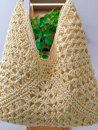 镂空编织手提包!大容量手提包!#编织包 #纯手工编制