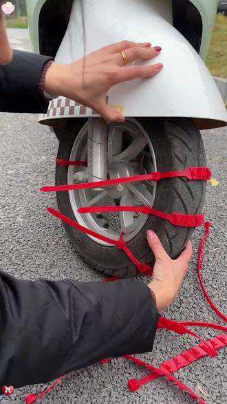 摩托车电动车轮胎防滑带 #电动车必备 #冬季防滑 #骑车必备