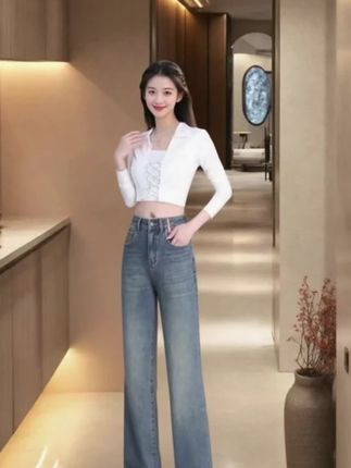 #引领时尚潮流 #牛仔裤穿搭 #优雅气质 #高品质女裤 #森系少女感穿搭