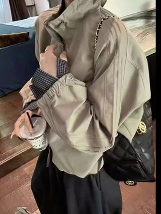 设计感格子拼接短外套女欧洲站2025年早秋新款时尚百搭显瘦上衣潮#穿搭 #谁穿谁好看 #抖音小助手 #好穿又好搭 #显瘦穿搭