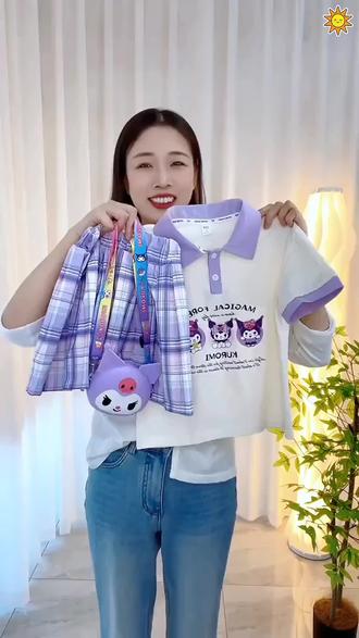 库洛咪裙子女童夏季2025新款儿童POLO连衣裙女孩夏装短袖jk套装