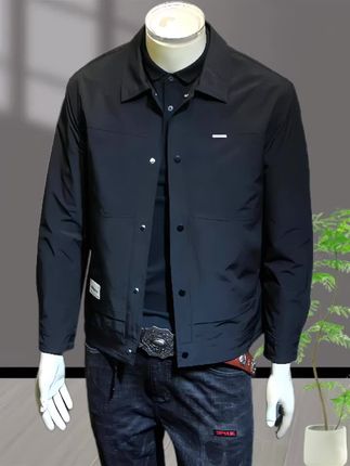 男士夹克春秋潮流工装运动翻领上衣服纯色宽松休闲男外套#引领时尚潮流 #品质男装 #帅气穿搭 #春秋新款 #新品穿搭