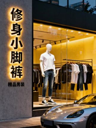 #牛仔裤男款 #复古弹力 #九分裤 #修身小脚 #复古潮流风