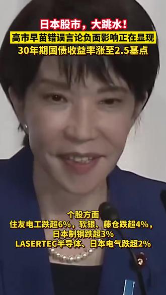 暴跌超1000点!日本股市,大跳水!