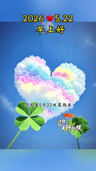 今天是5月22日星期五,早上好呀,清晨的第一声问候,愿你把昨天的疲惫交给风,把今天的希望交给心,愿你眼里有光,脚下有路,心中有暖阳,祝你身体安康,心情舒畅,生活有糖,日子有光,平凡处见欢喜,努力中得甘甜#早安#早上好#情感#情感语录#情感文案