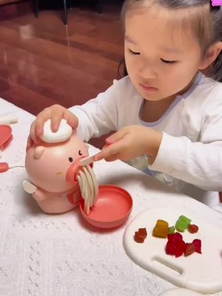 儿童彩泥橡皮泥小猪面条机男女孩玩具模具工具套装手工制作轻粘土 #小猪面条机