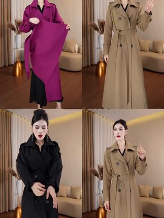 春秋季长款轻奢风女风衣女士收腰秋冬时尚过膝外套时尚显瘦流行
