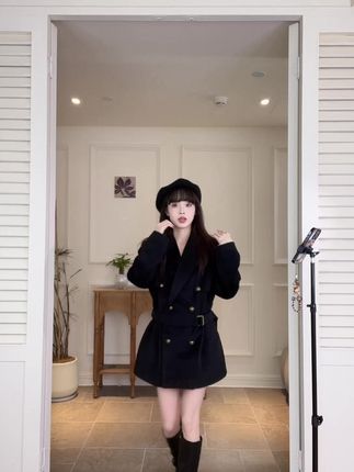 【溺水三鱼】曼切斯特韩式千金高级感毛呢中长款大衣外套短裤套装女,展现独特时尚魅力!
