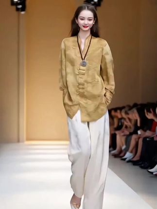 高级感国风印花立领长袖衬衫2025秋季新款贵夫人减龄宽松百搭衬衣! #高贵优雅 #高端大气 #谁穿谁漂亮 #时尚洋气 #谁穿谁漂亮 !!!