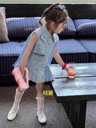 女童韩版学院风Polo领衬裙