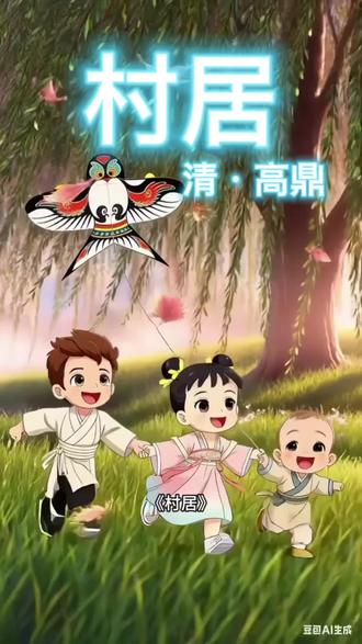 儿童经典古诗词07《村居》:草长莺飞,杨柳拂堤,藏在诗词里的村居岁月温柔治愈。精选经典田园古诗,以唯美画面还原炊烟、田野、牧童与纸鸢,带你穿越千年,感受乡村烟火与诗意闲情。在平仄韵律中邂逅自然之美,重拾内心宁静,共赴一场国风田园之约。#汉服 #语文 #古诗词 #儿童动画 #国学文化