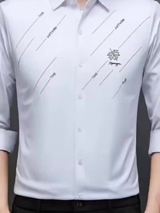 2025男士长袖衬衫高档条纹秋冬季加绒加厚无痕高弹力免烫抗皱衬衣#长袖衬衫#休闲衬衫#男士衬衫#免烫衬衫#好物分享