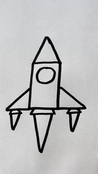 用长方形画火箭#简笔画 #画画教程 #亲子互动 #火箭简笔画