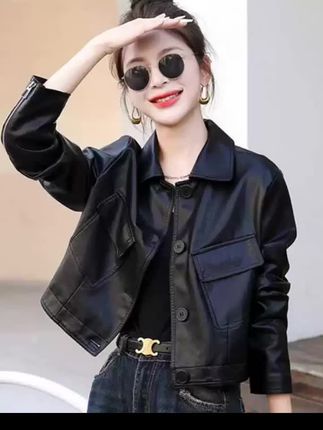 YQC2415时尚2025ins皮衣外套显瘦休闲百搭新款网红短款皮衣外套女