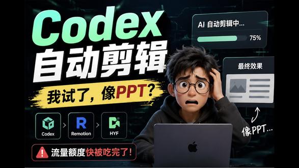 《我用 Codex 自动剪辑,结果流量快被吃完了》 #codex #remotion #hyperframes #抖音科技 #ai新星计划