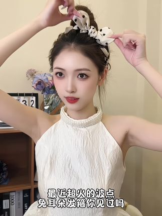 真的想把这款波点飘带发箍焊在头上,真的太美太仙了 #发箍 #飘带发箍 #美出高级感 发箍这样戴好美#网红发饰