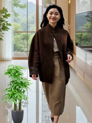 品质女装#秋冬毛昵立领韩版短款#秩冬穿搭新鲜感在线#秋冬穿搭三分钟出门不是梦#穿出高饭感