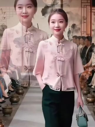 新中式国风刺绣盘扣衬衫#早秋穿搭三分种出门不是梦#美搭尽显女神范 #复古风穿搭 #国风古韵 #东方美