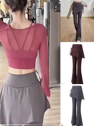 裸感假两件瑜伽舞蹈裤女运动高腰显瘦春夏训练速干微喇提臀健身裤#瑜伽裤 #假两件瑜伽裤 #高腰运动裤女 #速干喇叭裤 #提臀健身裤