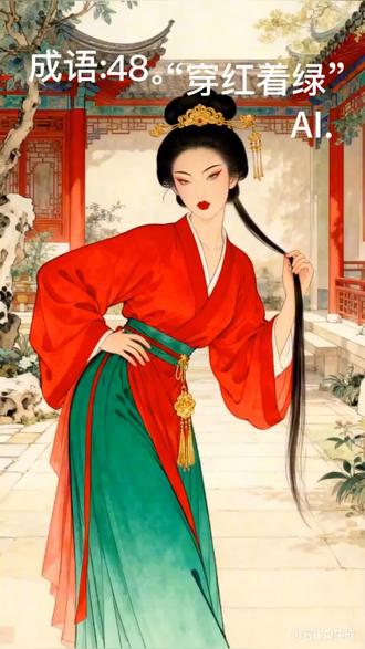 成语:48。“穿红着绿”。 (AI)