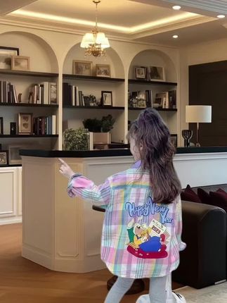 #穿搭神器 【热推爆款】女童格子衬衫春装2025新款洋气儿童长袖衬衣春秋款外套#女童穿搭 #春秋穿搭