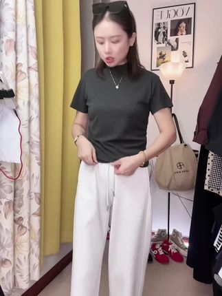 【LULU风假日裤】 高品质简约抽绳直筒卫裤松弛休闲裤散步裤 #休闲裤#散步裤 #高品质 #简约 #抽绳