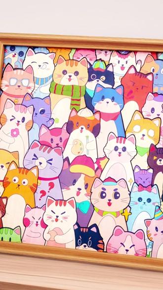 木制拼图 小猫木制diy拼图生日礼物手绘相框摆件马克笔卡通氛围双11限定#小猫摆件 #diy拼图 #双11好物 #手绘相框 #生日礼物