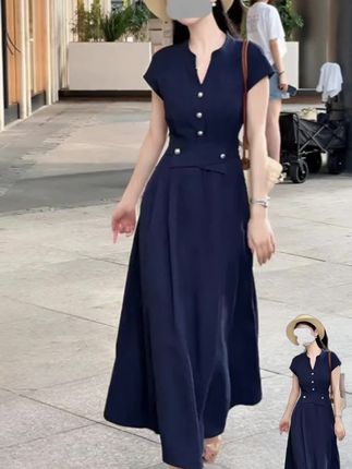 小众设计感气质短袖连衣裙女装2025夏季新款通勤显瘦绝美收腰长裙#爆款热卖中 #好物推荐🔥 #抖音小助手#夏季新款连衣裙 #大数据推荐给有需要的人