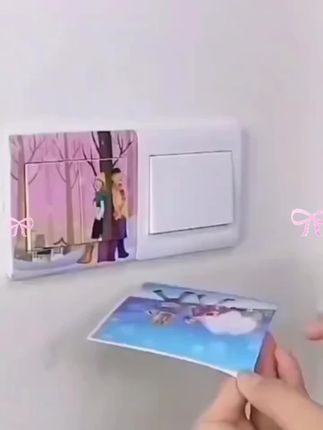 开关贴家用可移除墙贴正方形可爱卡通插座贴家居自粘防水防尘贴画