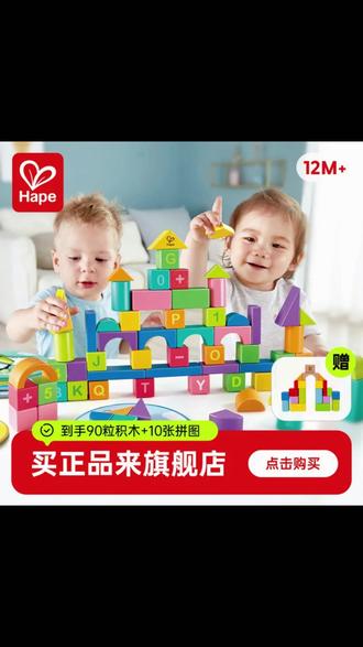 爆款积木 Hape创意拼图积木拼搭幼儿早教益智玩具1岁 E8471 #Hape玩具 #积木