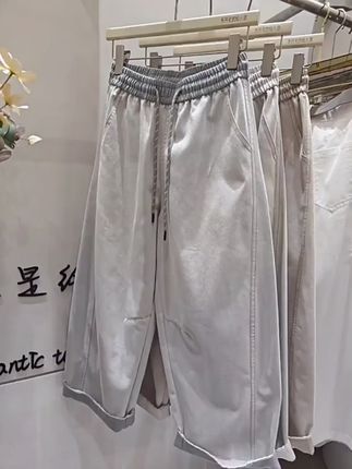 春夏新款!女生轻奢老钱风抽绳叠色弯刀牛仔裤 #女款阔腿裤 #直筒九分裤 #春夏牛仔裤 #抽绳叠色裤 #女生牛仔裤