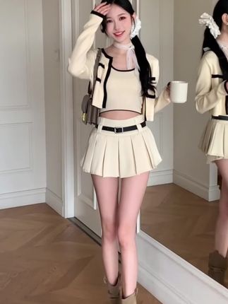 好看的毛呢半身短裙#韩系简约穿搭