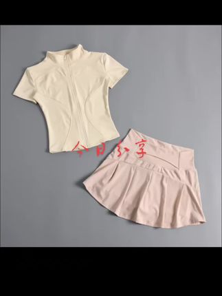 运动套装女修身显瘦速干瑜伽服上衣短袖普拉提训练跑步羽毛网球裙#好物推荐🔥 #运动套装女 #速干瑜伽服套装 #网球裙