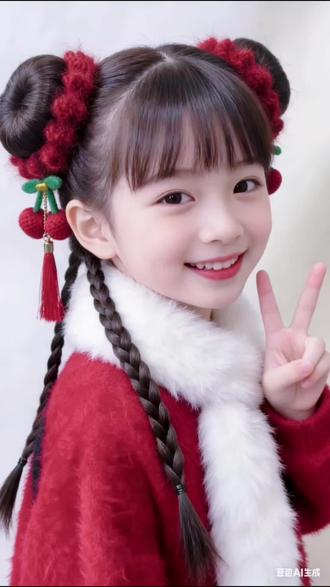 发圈一戴 过元旦啦#儿童编发 #丸子头神器 #也丸子头