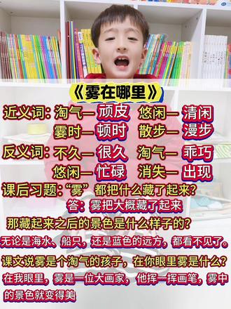 #二年级语文 。《雾在哪里》课文回顾知识点归纳#知识分享