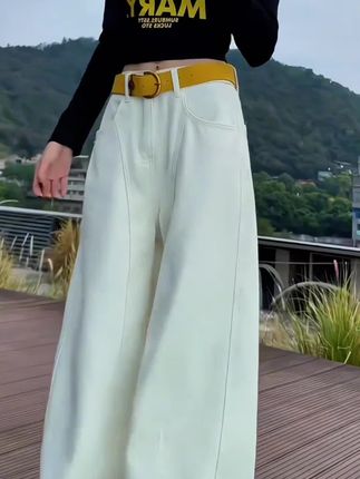 #阔腿牛仔裤 浅色阔腿牛仔裤女士2025早秋新款大码胖mm高腰显瘦美式弯刀拖地裤#弯刀裤 #高腰显瘦 #大码女装 #无限回购的宝藏单品