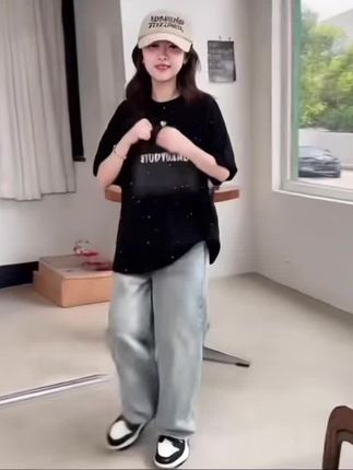 女童夏季套装2025新款洋气时髦女大童阔腿短袖儿童薄款牛仔裤休闲#填色小能手入口 #魔兽世界合金弹头 #兔兔花园 #扭角羚 #女童套装