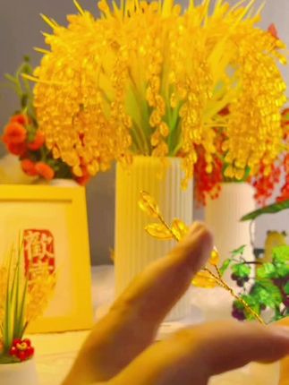 【纯手工】水晶稻谷摆件 发财果稻穗DIY材料包手工串珠编织稻谷家居#手工花材料包#手工花教程#水晶稻穗材料包#水晶稻穗推荐#水晶稻穗教程