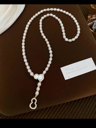 50cm超长款高品质淡水无核真珍珠项链女气质设计感葫芦吊坠锁骨链#珍珠项链 #珍珠饰品 #项链 #项链控 #葫芦吊坠项链
