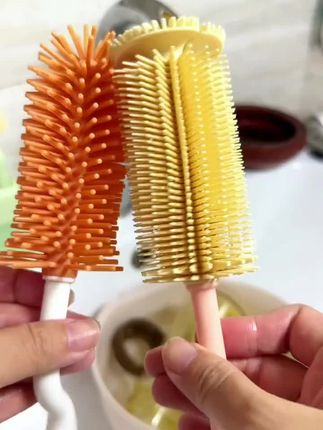 有一千根毛刷的硅胶奶瓶刷!刷头还是可弯密集的,刷奶瓶无死角,真的好干净#奶瓶刷 #母婴好物 蓓兜千毛硅胶奶瓶刷杯刷新生婴儿专用奶嘴刷吸管清洗刷子清洁套装