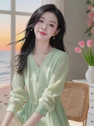 #绿色雪纺衬衫#品质女装 #时尚穿搭 #时髦穿搭