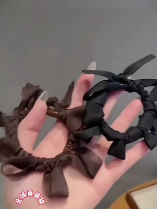 东大门同款蝴蝶结褶皱发圈女发量少发绳扎头皮筋百搭头花头绳发饰