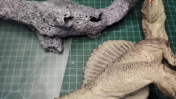 3d打印笔一镜到底手工制作棘背龙 #恐龙手办 #恐龙头模型 #棘龙模型 #动物手办制作 #恐龙仿制模型
