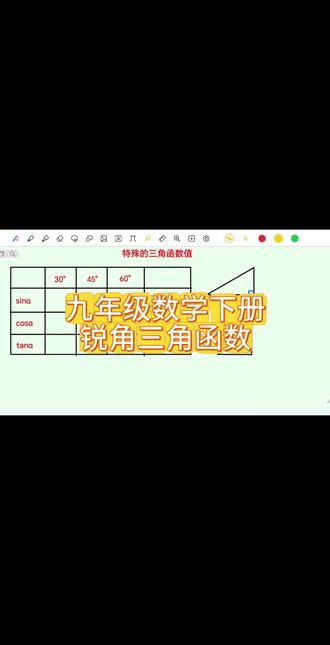 九年级数学下册,推导特殊的锐角三角函数值!#初中数学 #九年级 #九年级数学 #九年级数学下册 #锐角三角函数 @抖音创作小助手