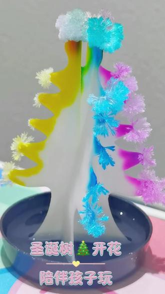 小时候玩过会开花的魔法树,现在陪孩子一起玩。睡前种下圣诞树🎄第二天醒来就开花了#开花的圣诞树 #圣诞树 #儿童玩具 #亲子时光 #亲子互动