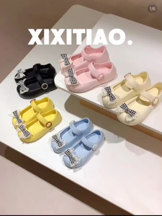 格子蝴蝶结lo玛丽珍鞋女厚底夏天海边度假凉鞋芭蕾舞单鞋#夏季凉鞋