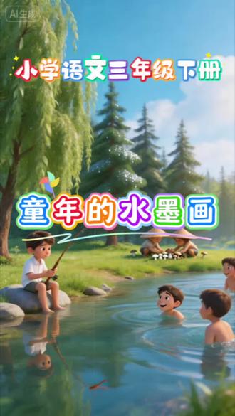 三年级下册18《童年的水墨画》#小学语文 #三年级下册 #课文动画 #课文朗读