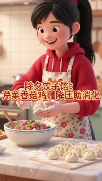 除夕饺子馅:芹菜香菇鸡,降压助消化 #除夕包饺子 #除夕 #饺子