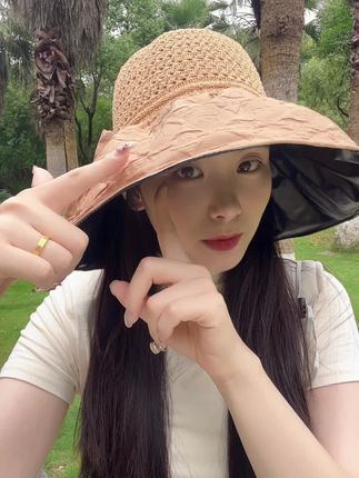 这个夏天多亏了这款大帽檐防晒帽,可收纳可折叠#强烈推荐 #帽子 #防晒帽 #渔夫帽